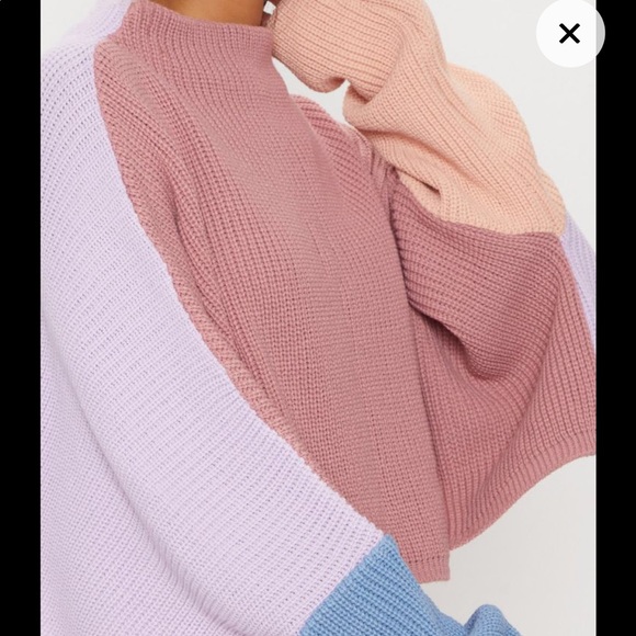 prettylittlething color-block oversized knit crop - Picture 5 of 5